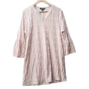 Boho dress Style & Co Bell sleeve Patterned Lace like Dress size Large